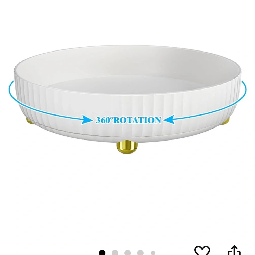NWT small size Plastic rotating white circular container. Has feet. Rotates 360